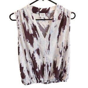 Peyton Jensen Evereve Sleeveless V-Neck Top Purple and White Women's Size Small